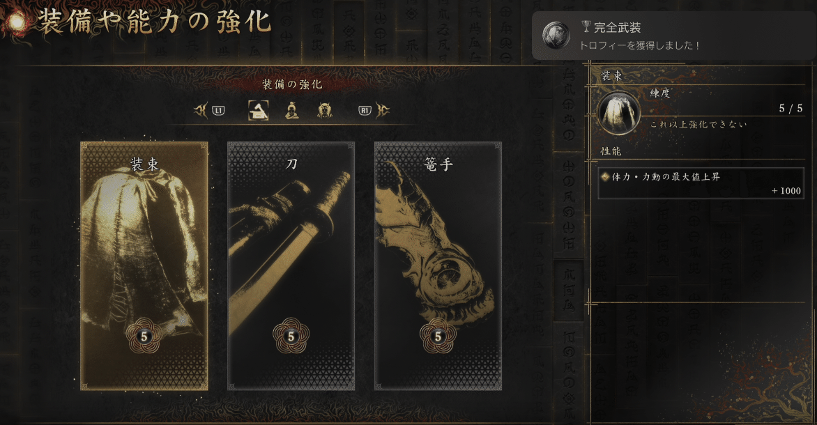 Fully upgraded equipment for the Dressed to Kill trophy