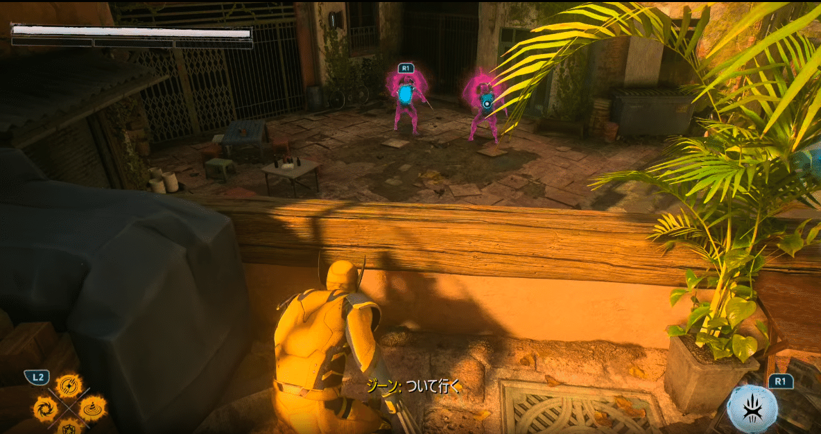 Logan setting up a stealth kill on enemies blinded by Jean